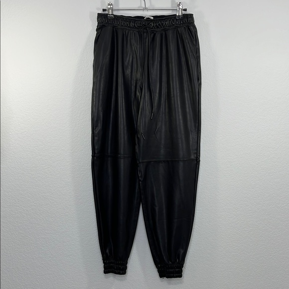 Abercrombie & Fitch Vegan Leather Black Jogger size Small - Picture 2 of 10